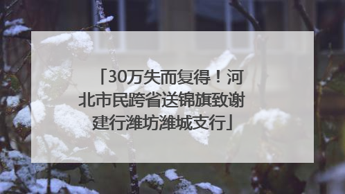 30万失而复得！河北市民跨省送锦旗致谢建行潍坊潍城支行
